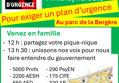 Le 5 mai, rejoignez la FCPE 93 et l’intersyndicale au parc de la Bergère pour exiger un plan d’urgence